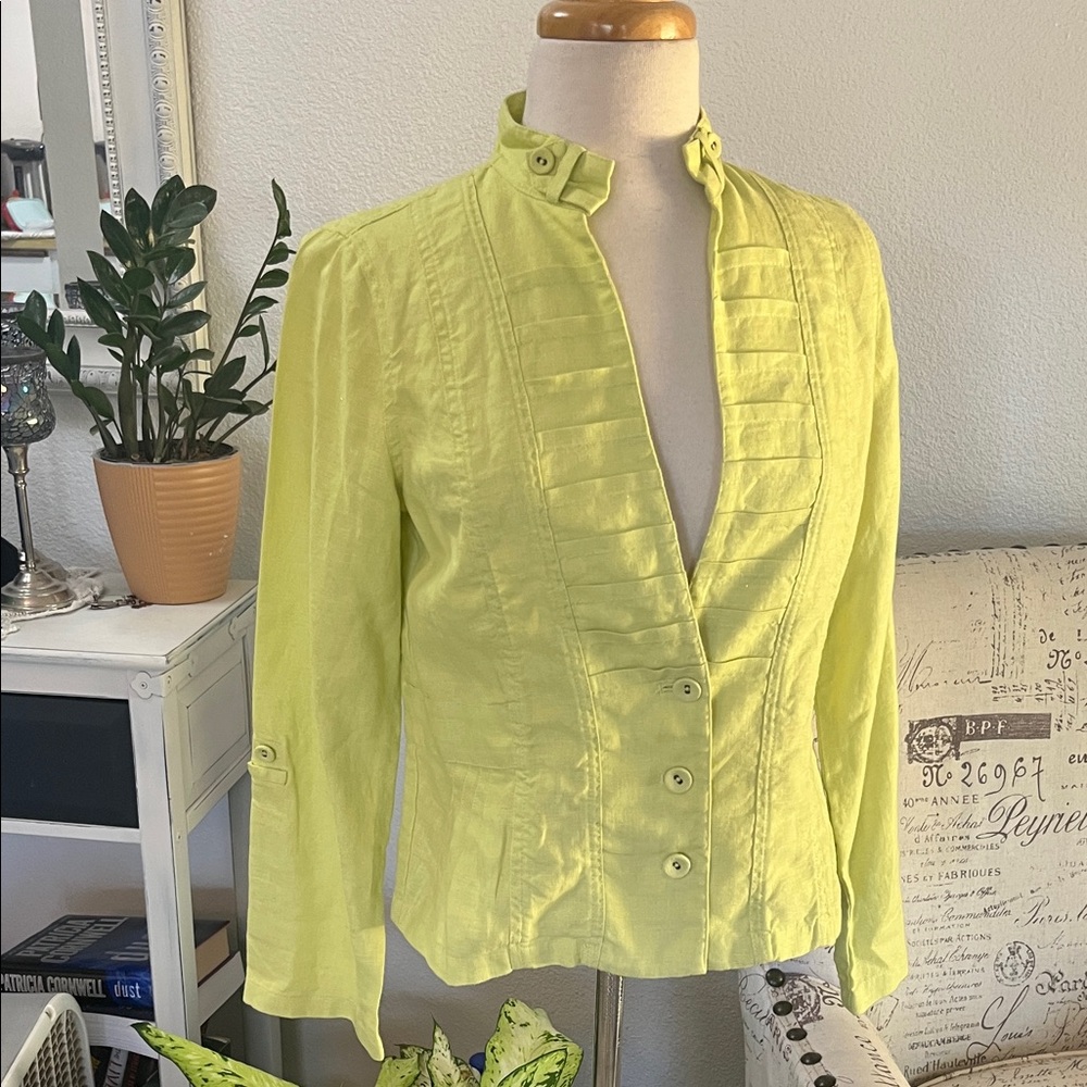 NWOT Lime Green Button-Up Jacket - Picture 2 of 10